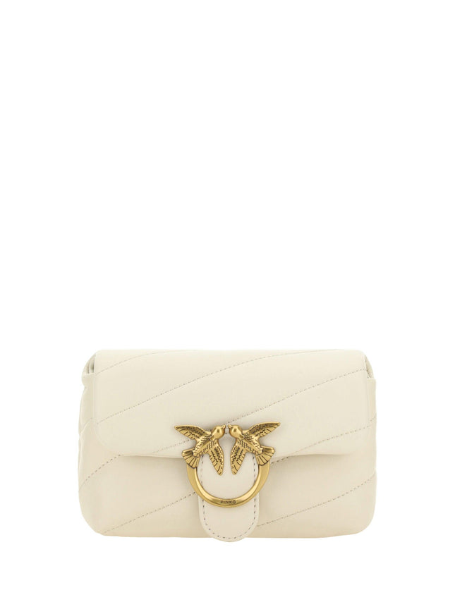 PINKO White Calf Leather Love Baby Small Shoulder Bag - Ellie Belle