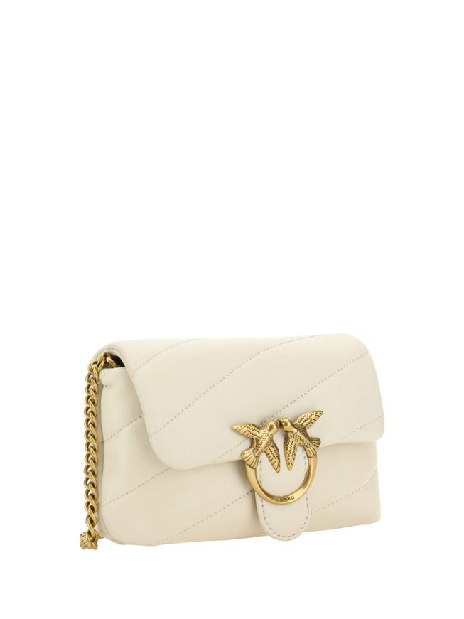 PINKO White Calf Leather Love Baby Small Shoulder Bag - Ellie Belle