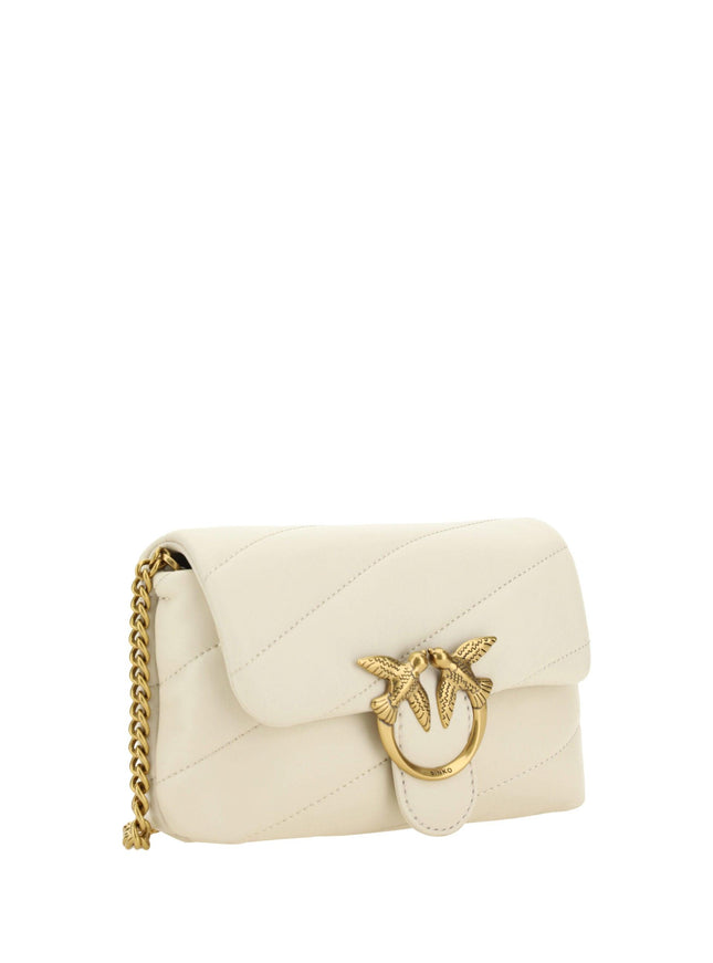 PINKO White Calf Leather Love Baby Small Shoulder Bag - Ellie Belle