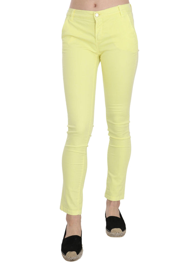 PINKO Yellow Cotton Stretch Low Waist Skinny Casual Trouser Pants - Ellie Belle