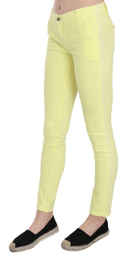 PINKO Yellow Cotton Stretch Low Waist Skinny Casual Trouser Pants