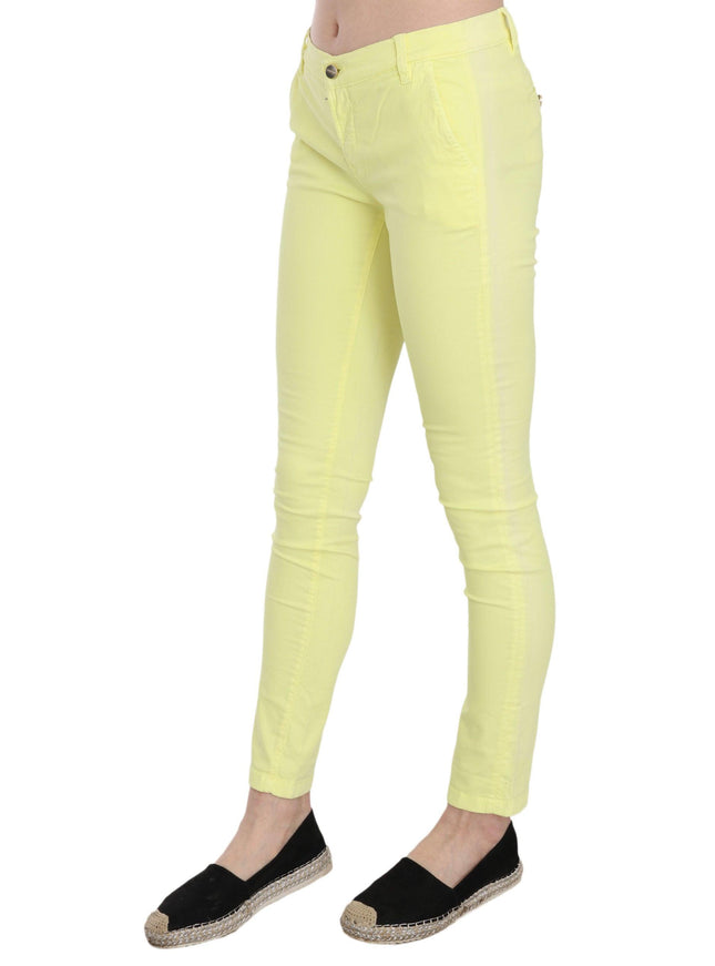 PINKO Yellow Cotton Stretch Low Waist Skinny Casual Trouser Pants - Ellie Belle