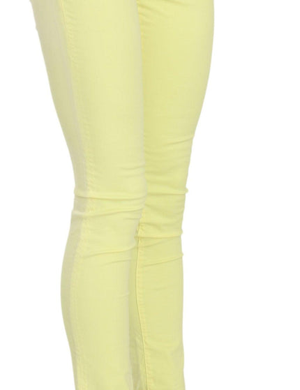 PINKO Yellow Cotton Stretch Low Waist Skinny Casual Trouser Pants - Ellie Belle