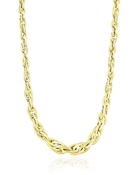 Polished Double Oval Link Chain Necklace in 14k Yellow Gold - Ellie Belle