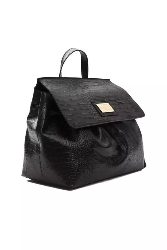 Pompei Donatella Black Leather Handbag - Ellie Belle