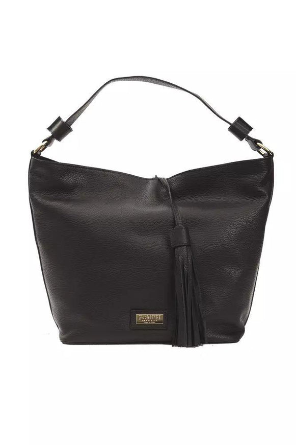 Pompei Donatella Black Leather Shoulder Bag - Ellie Belle