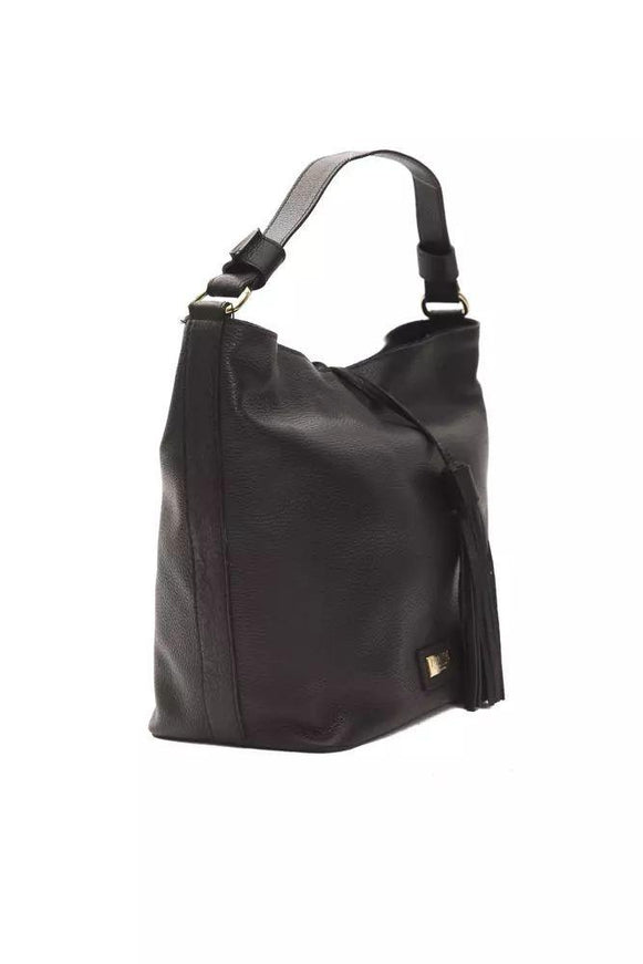 Pompei Donatella Black Leather Shoulder Bag - Ellie Belle