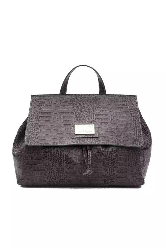 Pompei Donatella Gray Leather Handbag - Ellie Belle