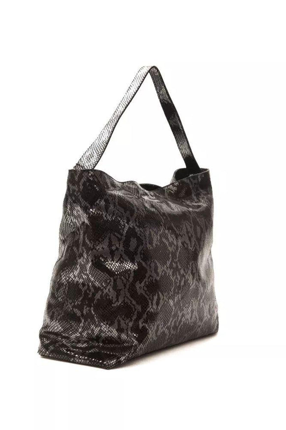 Pompei Donatella Gray Leather Shoulder Bag - Ellie Belle