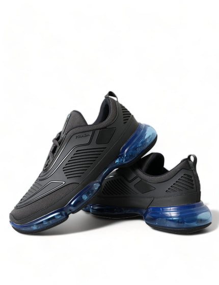 Prada Black Blue Rubber Knit Slip On Low Top Sneakers Shoes - Ellie Belle