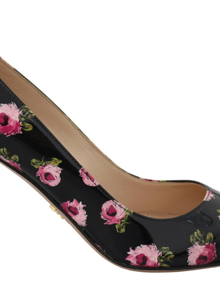 Prada Black Leather Floral Heels Stilettos Pumps - Ellie Belle