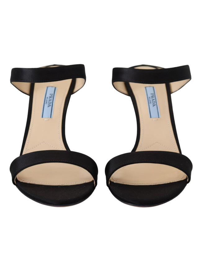 Prada Black Leather Sandals Stiletto Heels Open Toe Shoes - Ellie Belle