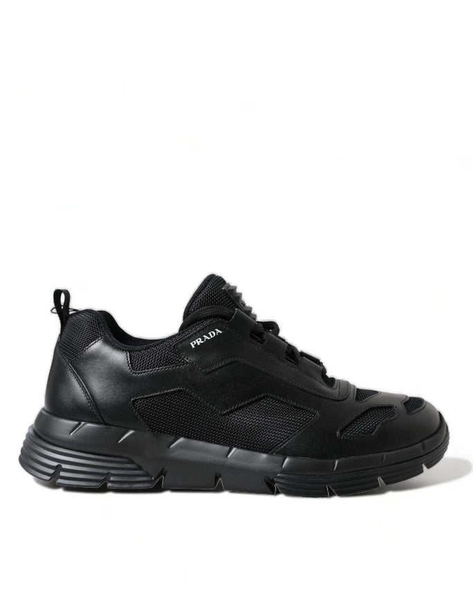 Prada Black Mesh Panel Low Top Twist Trainers Sneakers Shoes - Ellie Belle