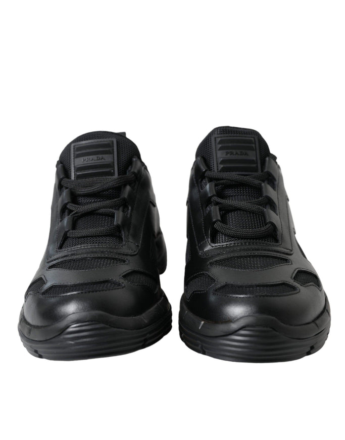 Prada Black Mesh Panel Low Top Twist Trainers Sneakers Shoes