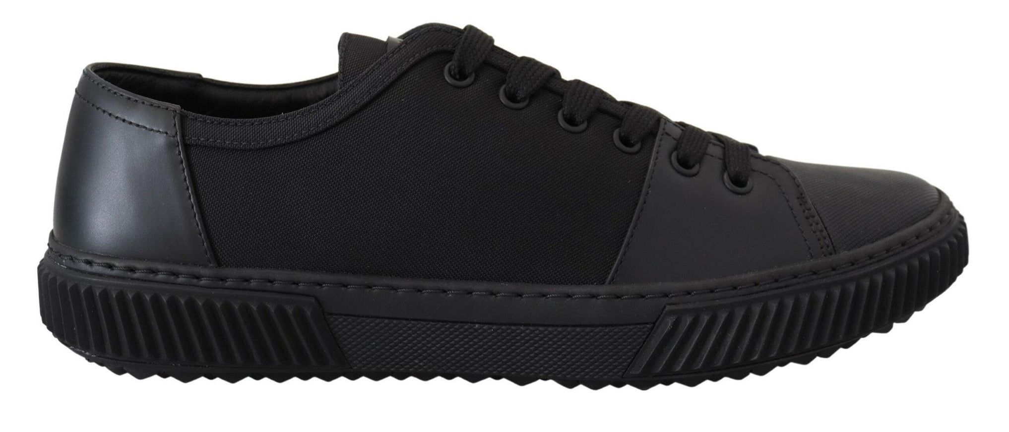 Prada Black Nylon Stratus Low Top Lace Up Sneakers Shoes - Ellie Belle