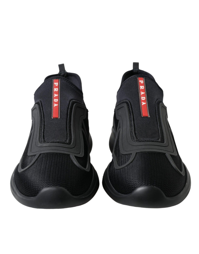 Prada Black Technical Bike Knit Slip On Men Sneakers Shoes - Ellie Belle