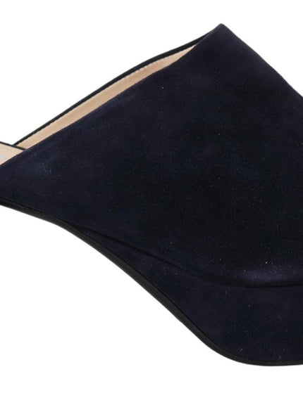Prada Blue Suede Camoscio Sandals Block Heels Shoes - Ellie Belle