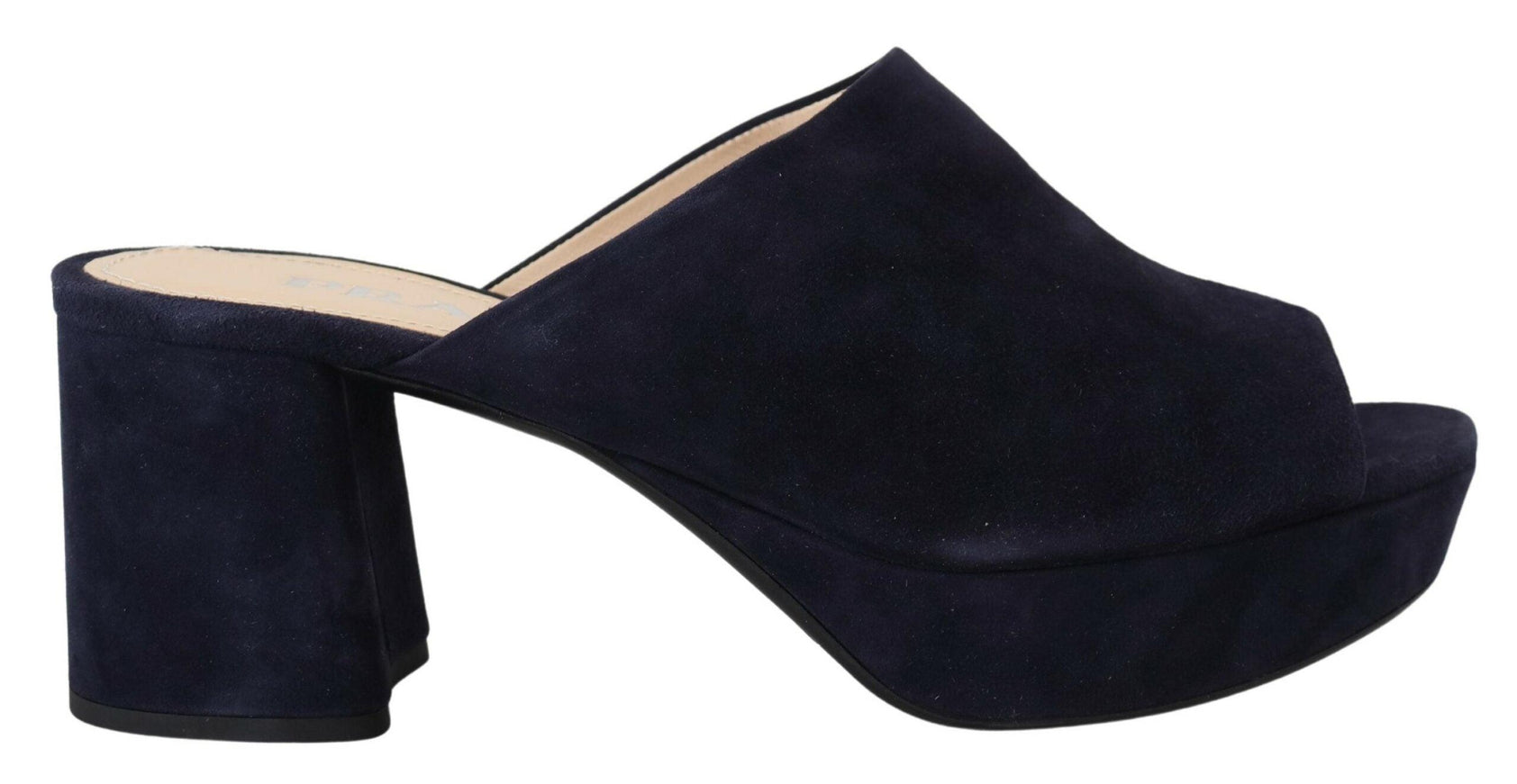 Prada Blue Suede Camoscio Sandals Block Heels Shoes - Ellie Belle