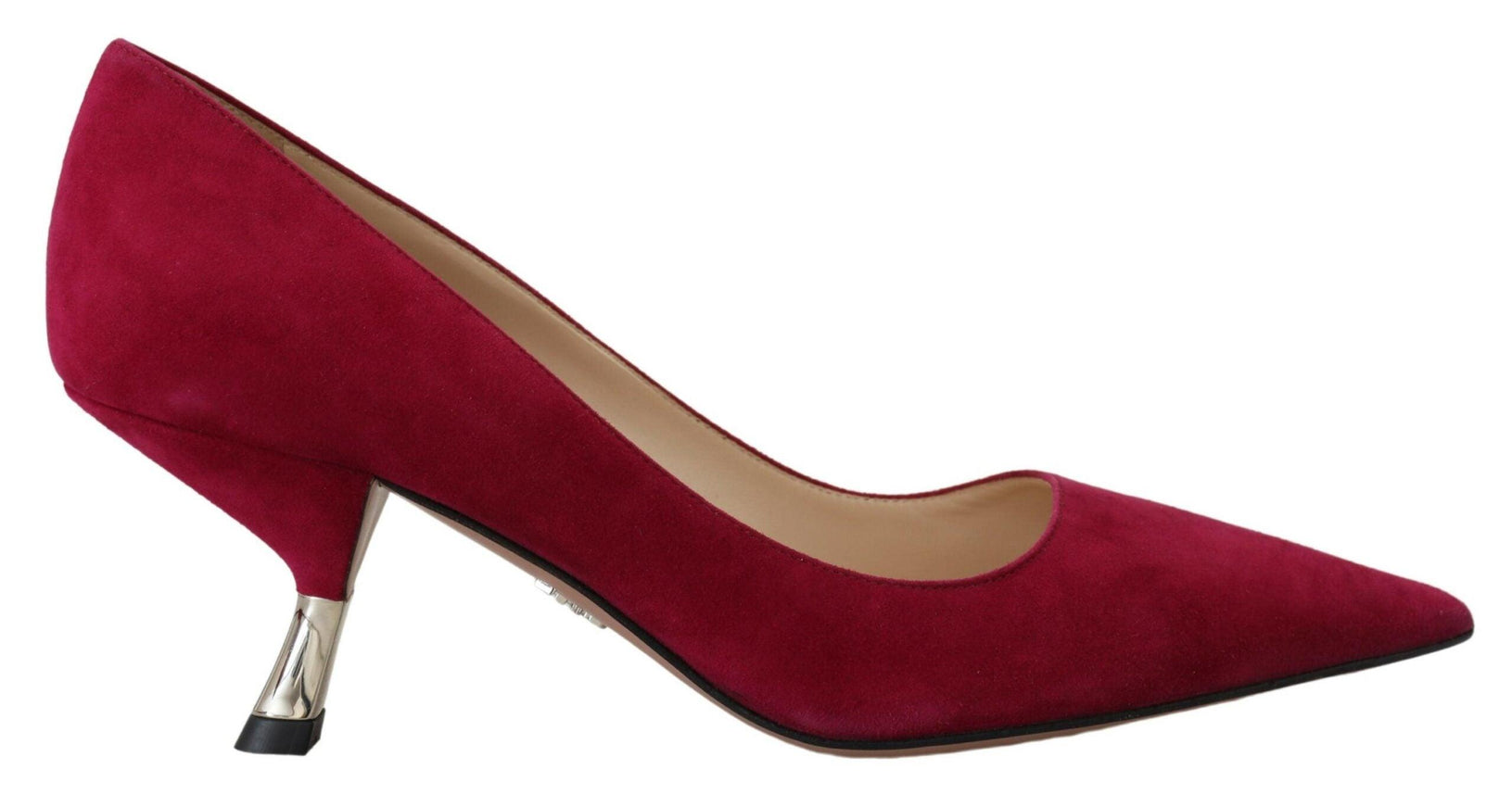 Prada Dark Pink Suede Leather Heels Pumps Shoes