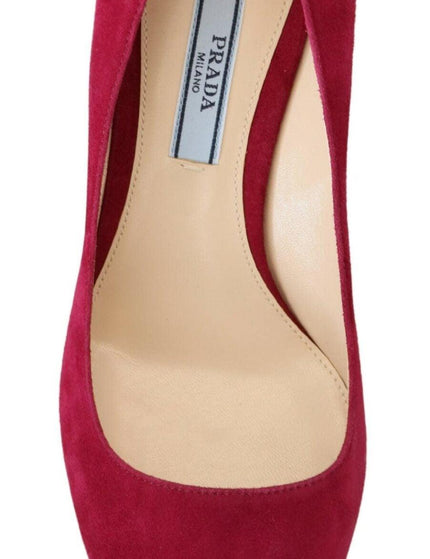 Prada Dark Pink Suede Leather Heels Pumps Shoes - Ellie Belle