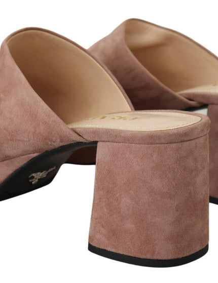 Prada Dark Rose Suede Camoscio Sandals Block Heels Shoes - Ellie Belle