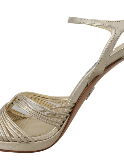 Prada Gold Leather Sandals Ankle Strap Heels Stiletto Sandal - Ellie Belle