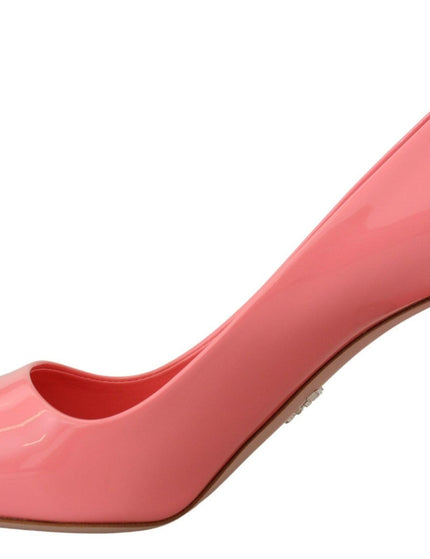 Prada Pink Patent Leather Block Heels Pumps Classic - Ellie Belle