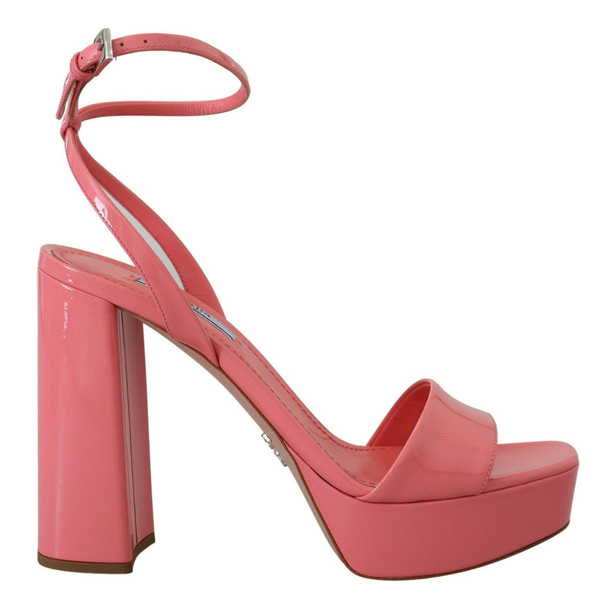 Prada Pink Patent Sandals Ankle Strap Heels Sandal - Ellie Belle