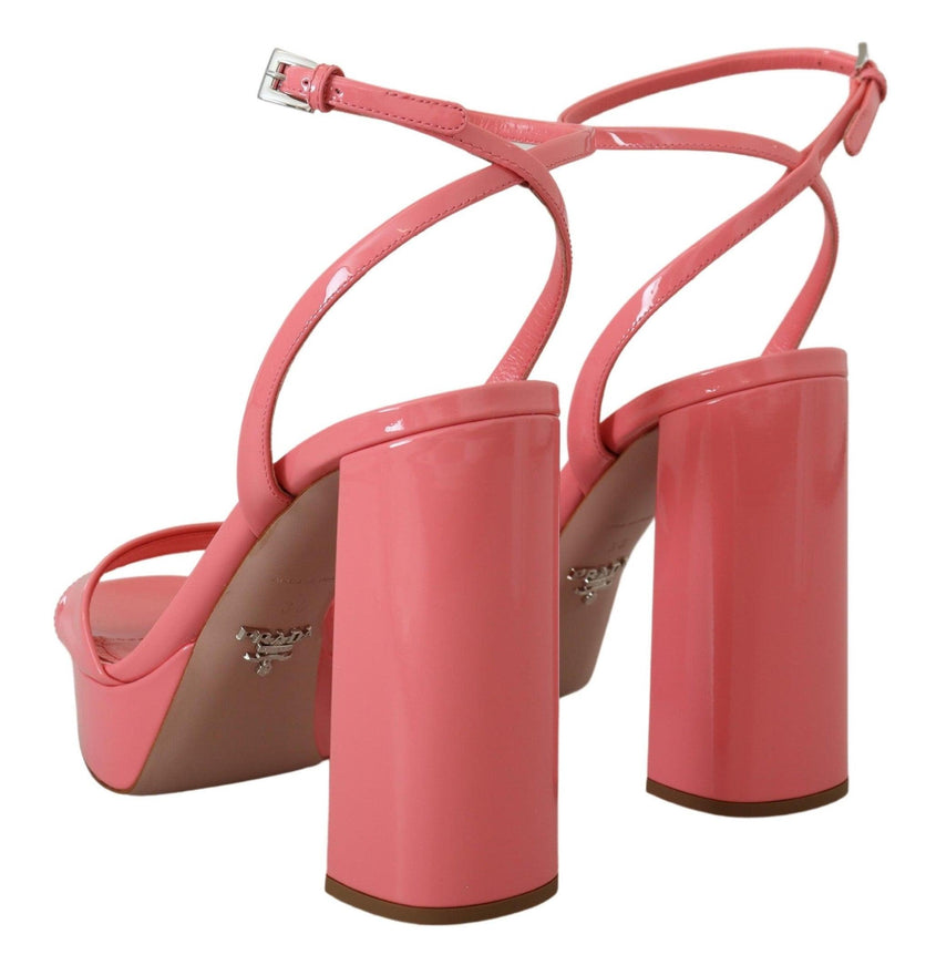 Prada Pink Patent Sandals Ankle Strap Heels Sandal - Ellie Belle