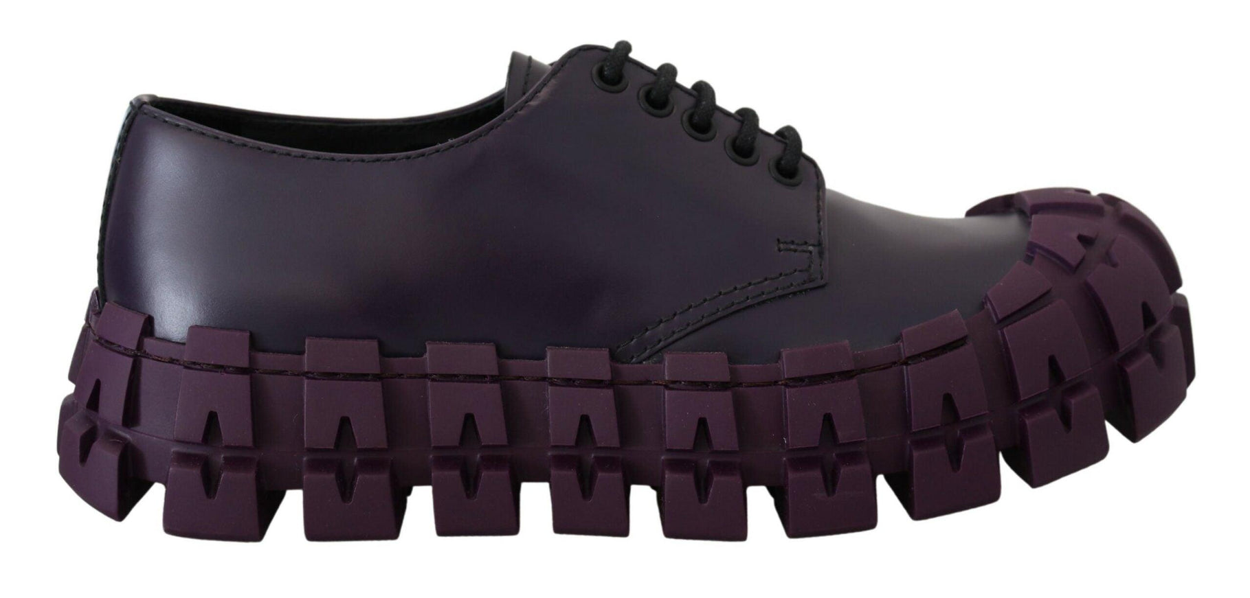 Prada Purple Leather Tractor Lace Up Sneakers Shoes