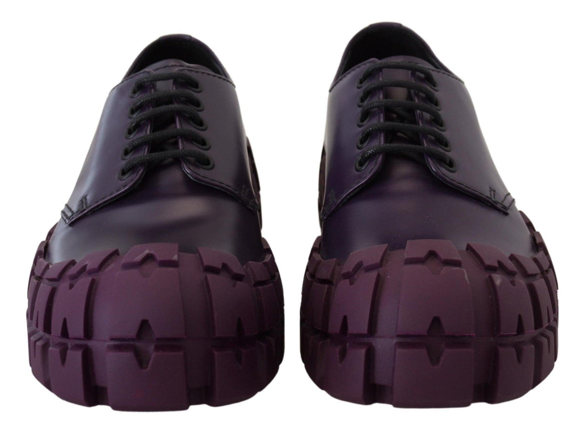 Prada Purple Leather Tractor Lace Up Sneakers Shoes - Ellie Belle