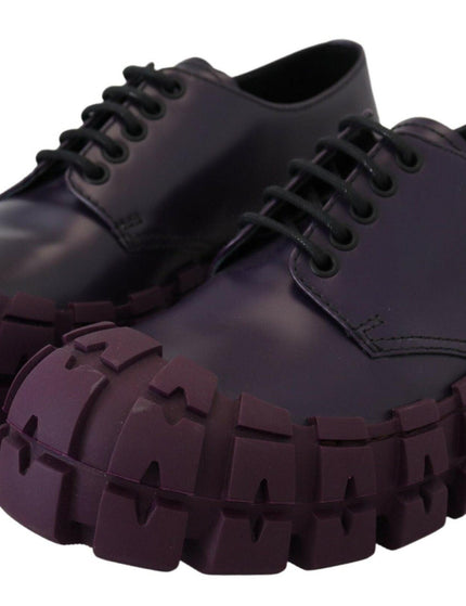 Prada Purple Leather Tractor Lace Up Sneakers Shoes - Ellie Belle