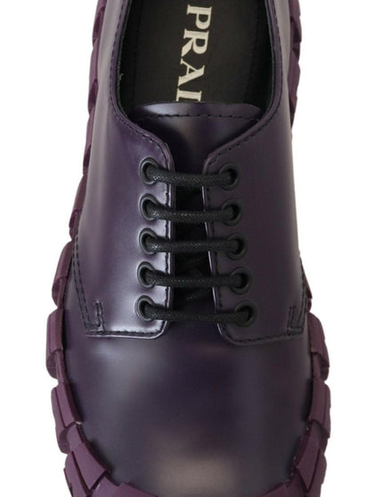 Prada Purple Leather Tractor Lace Up Sneakers Shoes - Ellie Belle