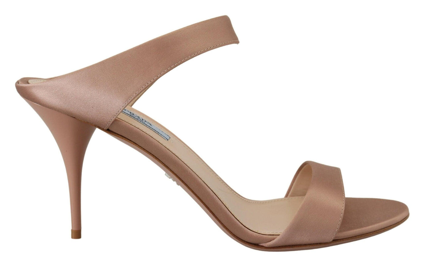 Prada Rose Gold Leather Sandals Stiletto Heels Open Toe Shoes - Ellie Belle