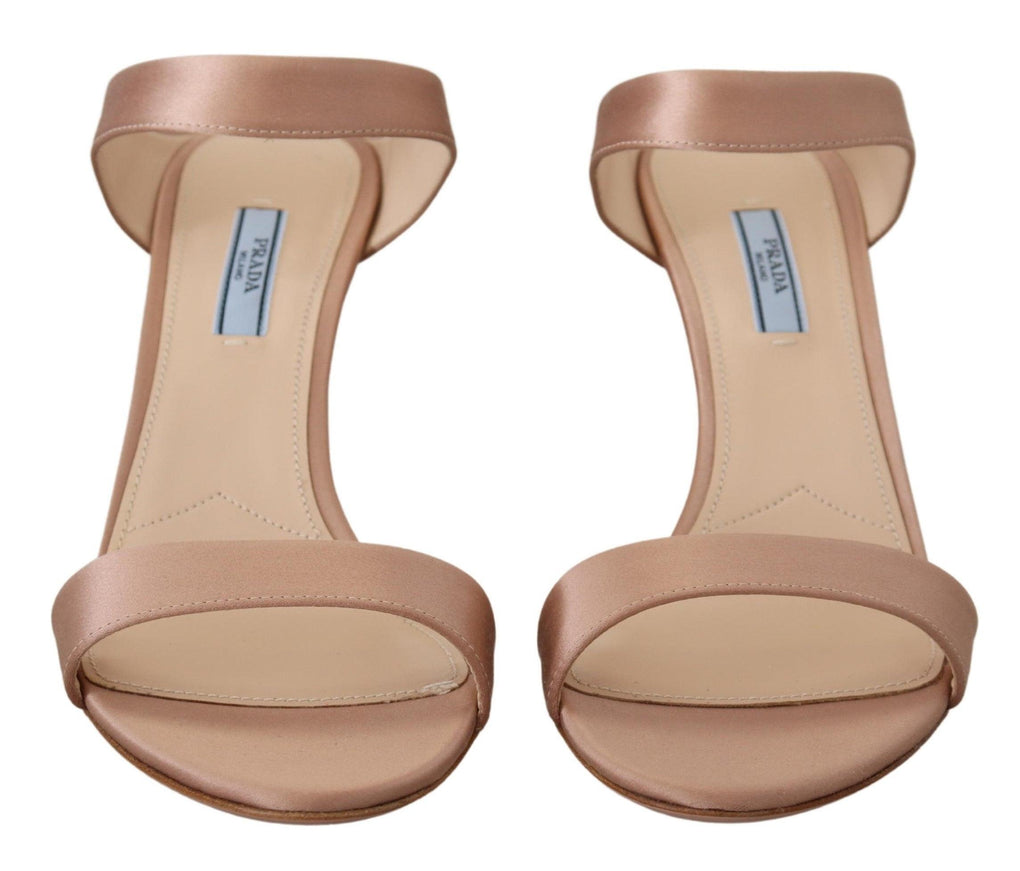 Prada Rose Gold Leather Sandals Stiletto Heels Open Toe Shoes