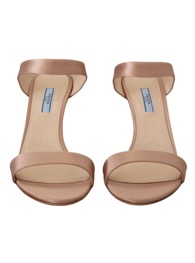 Prada Rose Gold Leather Sandals Stiletto Heels Open Toe Shoes - Ellie Belle