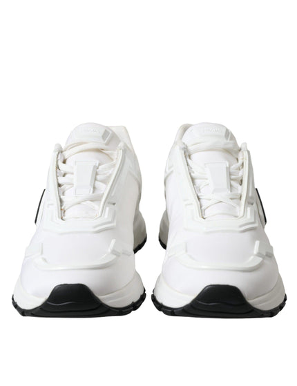 Prada White Re-Nylon Triangle Logo Low Top Sneakers Shoes - Ellie Belle