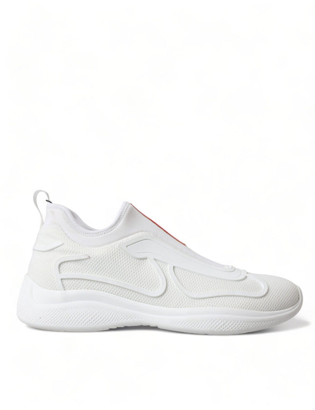 Prada White Technical 4E3521 Slip On Fabric Sneakers Shoes - Ellie Belle