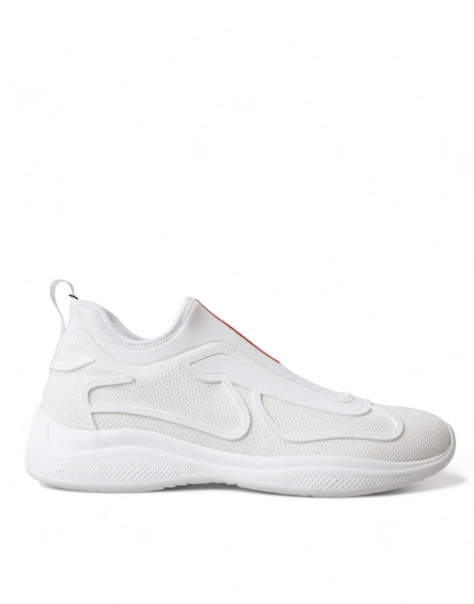 Prada White Technical 4E3521 Slip On Fabric Sneakers Shoes - Ellie Belle