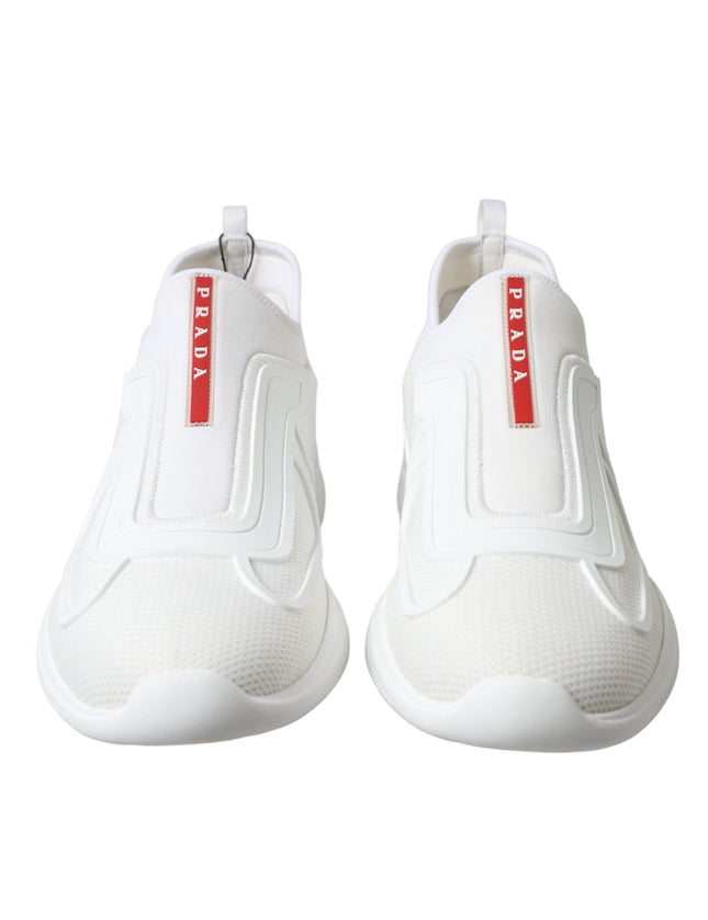 Prada White Technical 4E3521 Slip On Fabric Sneakers Shoes - Ellie Belle