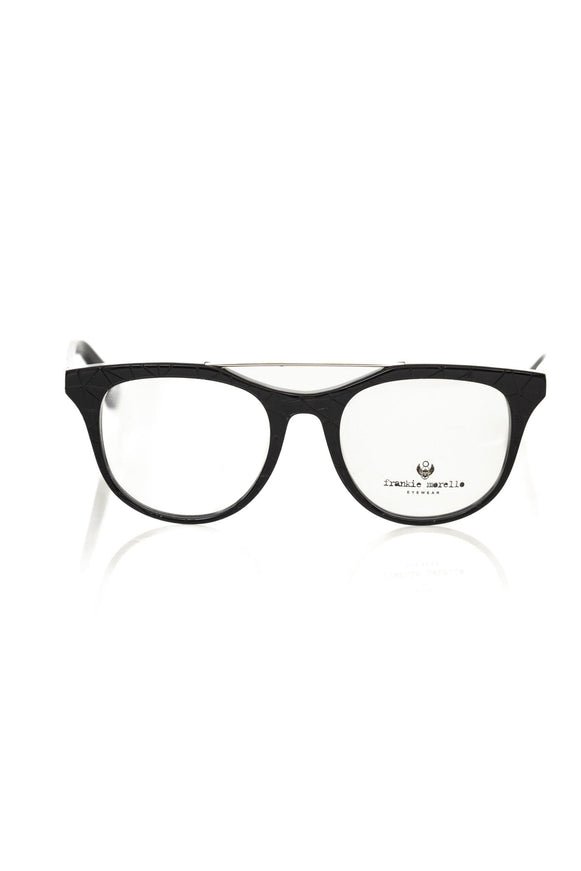 Frankie Morello Geometric Pattern Black Wayfarer Eyeglasses - Ellie Belle