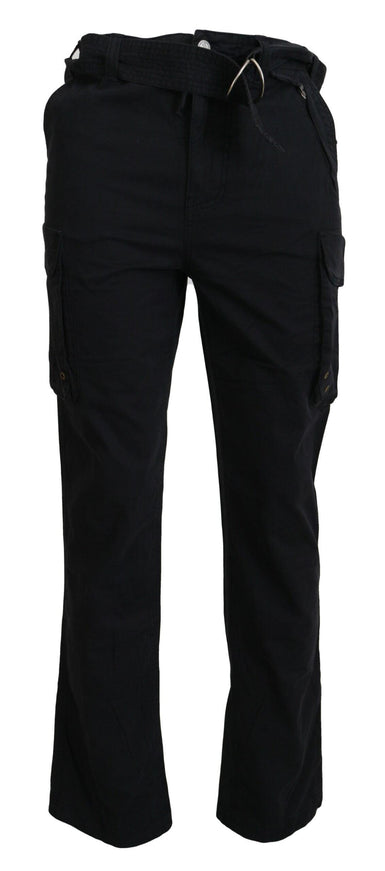 Roberto Cavalli Black Belted Cargo Men Pants