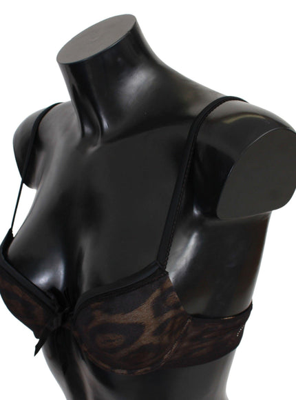 Roberto Cavalli Black Leopard Nylon Push Up Bra Underwear - Ellie Belle