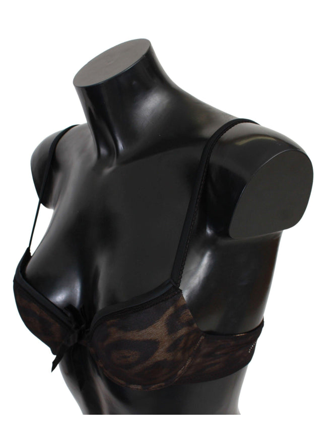 Roberto Cavalli Black Leopard Nylon Push Up Bra Underwear - Ellie Belle