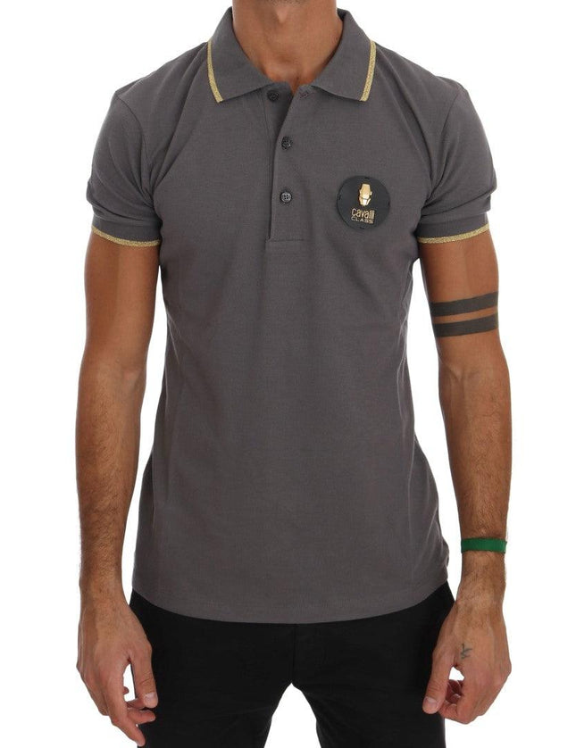Roberto Cavalli Gray Collared Short Sleeve T-shirt - Ellie Belle
