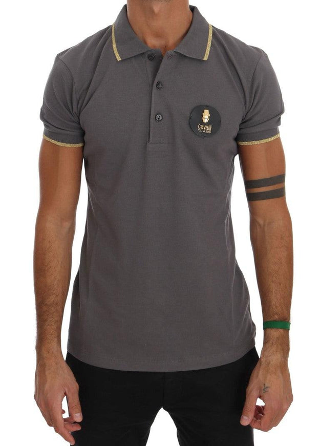 Roberto Cavalli Gray Collared Short Sleeve T-shirt - Ellie Belle