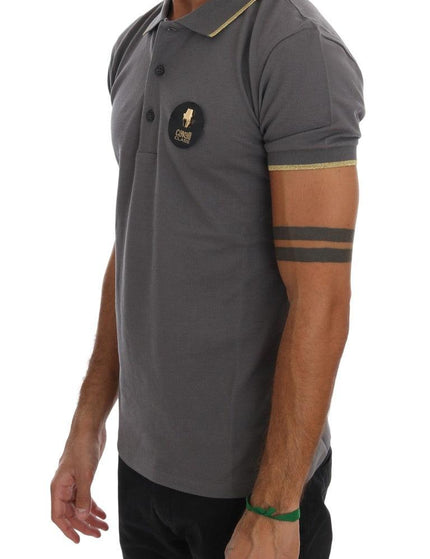 Roberto Cavalli Gray Collared Short Sleeve T-shirt - Ellie Belle