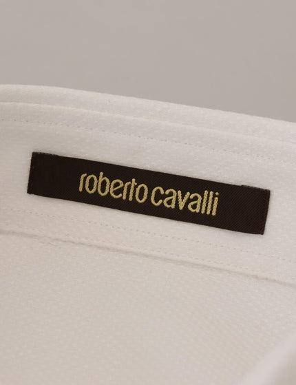 Roberto Cavalli White Cotton Formal Dress Slim Fit Shirt - Ellie Belle