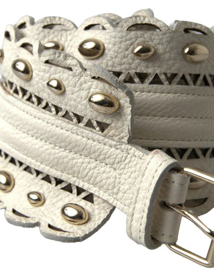 Roberto Cavalli White Leather Wide Waist Cintura Belt - Ellie Belle