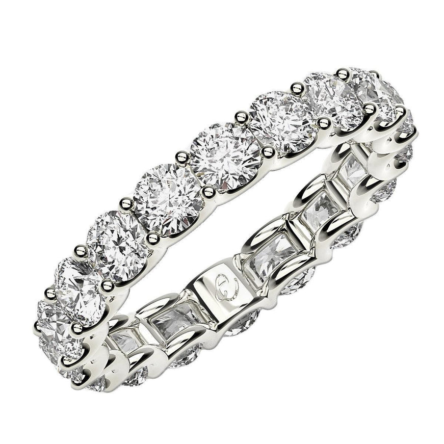 Round Cut Lab Grown Diamond Eternity Ring in 14k White Gold (2 cttw FG/VS2) - Ellie Belle